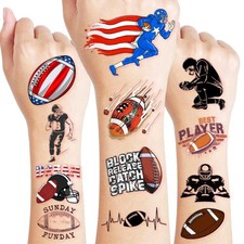 60PCS Football Temporary Tattoos for Kids, Pre-Cut American Kid,