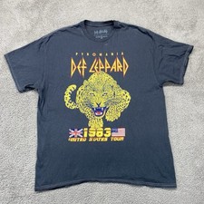 Def Leppard T Shirt Large Gray Pyromania 1983 USA Tour Rock Band Rocker