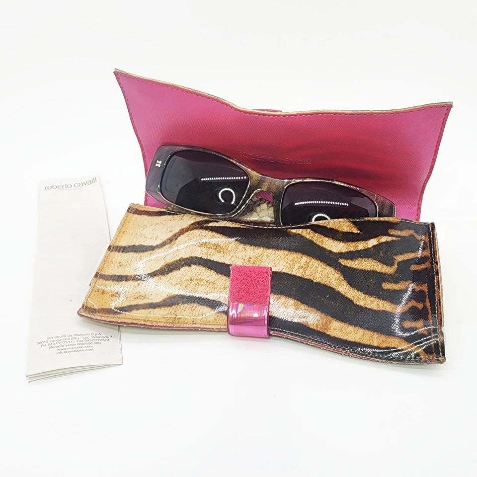Roberto Cavalli Andromeda Snakeskin Sunglasses Vinyl Case Made in Italy Vintage - Image 2 of 4