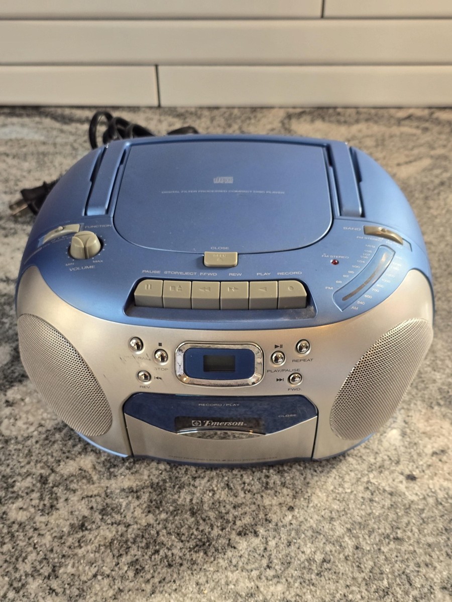 Emerson CD Cassette AM/FM Radio Boombox Recorder Blue Model