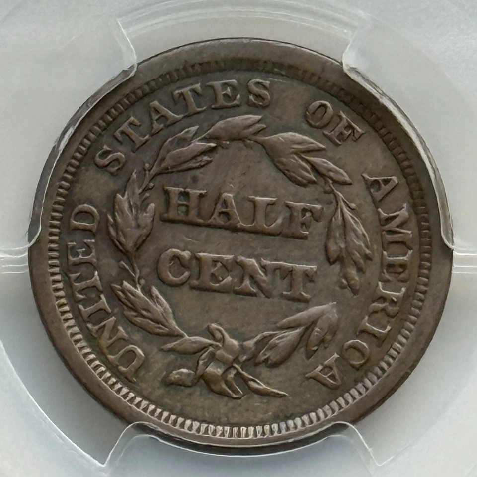 1849 Braided Hair Half Cent - PCGS AU Detail - Image 4 of 4