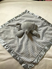 Target Stores Circo Gray White Stripe Elephant Security Blanket Lovey Satin Trim