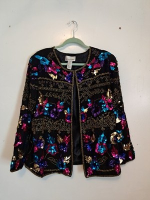 Drapers and Damons Women's Jacket Sequin Embellished Embroidered Size Large