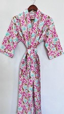 Block Print Cotton Kimono Robe  Floral Bridesmaid Dressing Gown, Summer wear