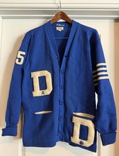 Vintage 1960s Varsity Letterman Cardigan Sweater- Baseball- Sand-Knit Mens SZ 44