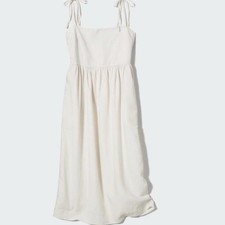 Uniqlo Lovely Linen Ivory Sundress Pockets Women’s XS
