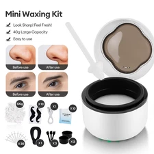 Mini Wax Heater Machine Wax Warmer Pot Hair Removal Waxing Kit with Silicone Bow