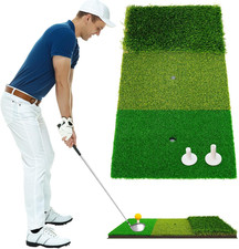 Foldable Golf Hitting Mat Dual-Turf Golf Practice Mat Portable Design Fairway an