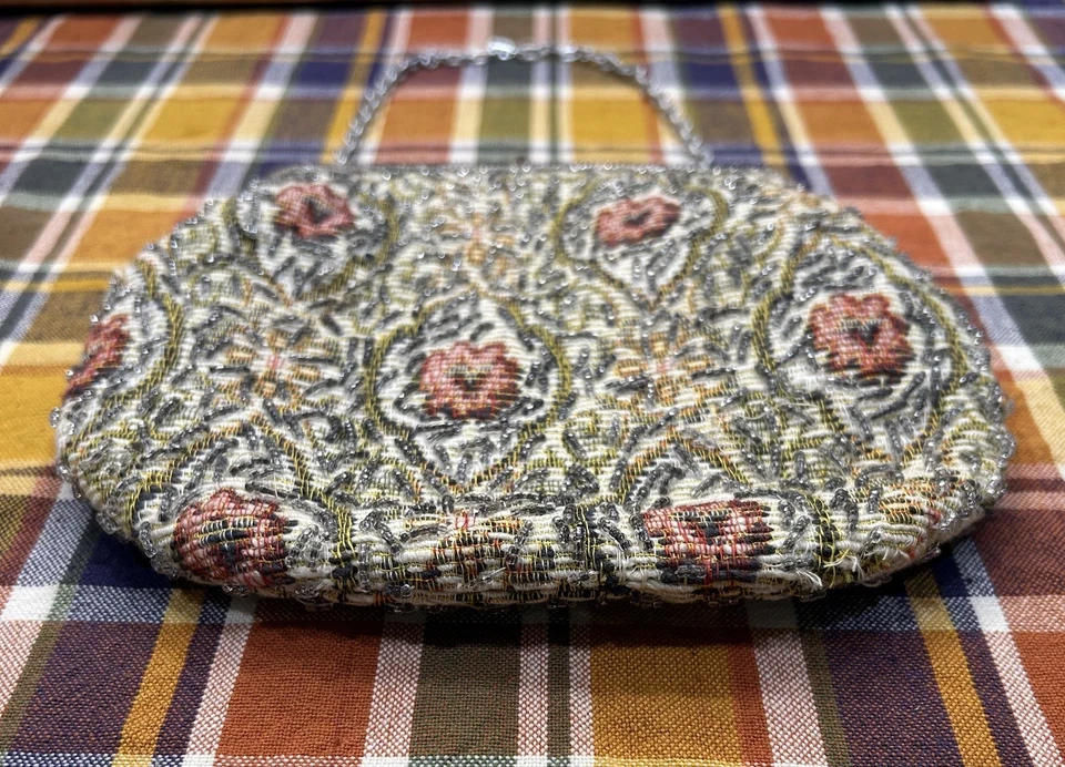 Винтажный 1960-х Walborg белый кремовый винтажный бисером сумка маленький клатч - Изображение 3 из 4