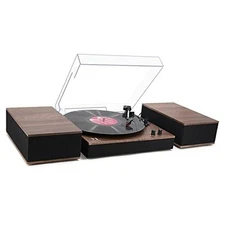 MPK Bluetooth Record Player,Turntable HiFi System with Bookshelf Vintage Walnut