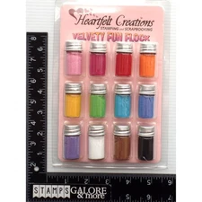 HEARTFELT CREATIONS VELVETY FUN FLOCK 12 COLORS SCRAPBOOKING CARDS #1587