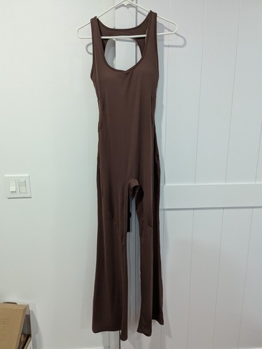 Jumpsuit Bodysuit Stretch Leotard Yoga Long Pants Brown NWOT Large - Picture 15 of 16