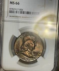 1955 P Franklin Silver Half Dollar NGC MS66-Beautiful TONING!