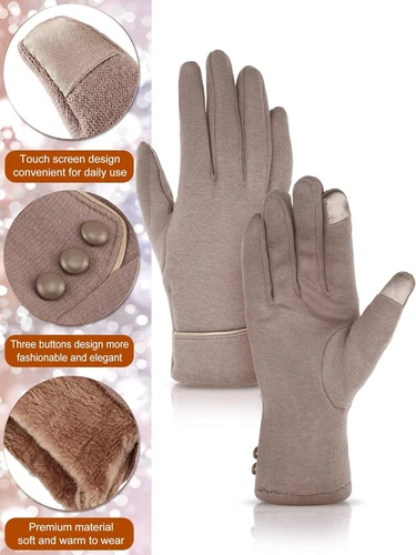 Patelai 3 Pares Mujer Guantes Invierno Pantalla Táctil Talla Única, Negro, Gris, Caqui Foto 4 de 4