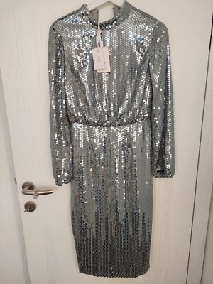 ted baker sequin dress Mixed Sequin Long Sleeve Midi Dress | Jadeaa