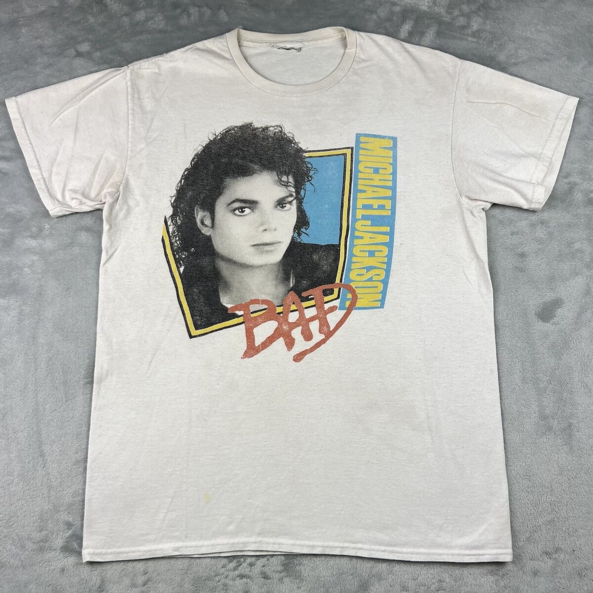 Michael Jackson BAD King of Pop T Shirt White Adult Medium Michael Jackson BAD King of Pop T Shirt White Adult Medium