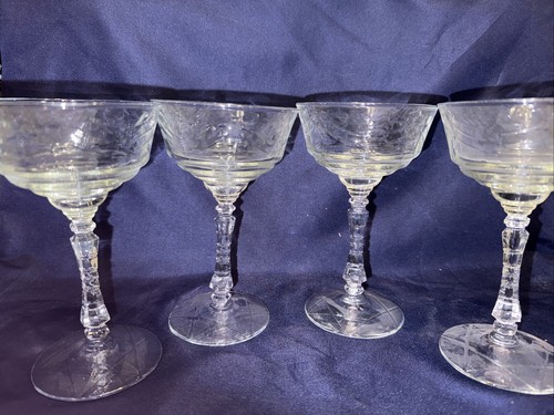 Rock Sharpe USA Etched Tall Sherbet/Champagne Crystal 6" - Set of 4 - #3005 - Picture 2 of 15