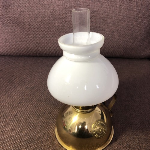 Karlskrona Lampfabrik Swedish Candle Night Lamp, Brass & Glass Mini Oil Lamp 8” - Picture 4 of 12