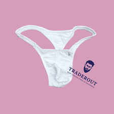 JJ Malibu men white cheeky Bulge pouch cotton Thong underwear size M L