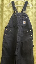 40 x 30 Vintage CARHARTT USA MADE Black Double Knee R01 Bib Overalls LOW MILEAGE