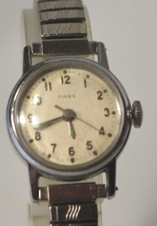 Vintage Timex Women's Mechanical WindUp Wrist Watch Silver Tone Works