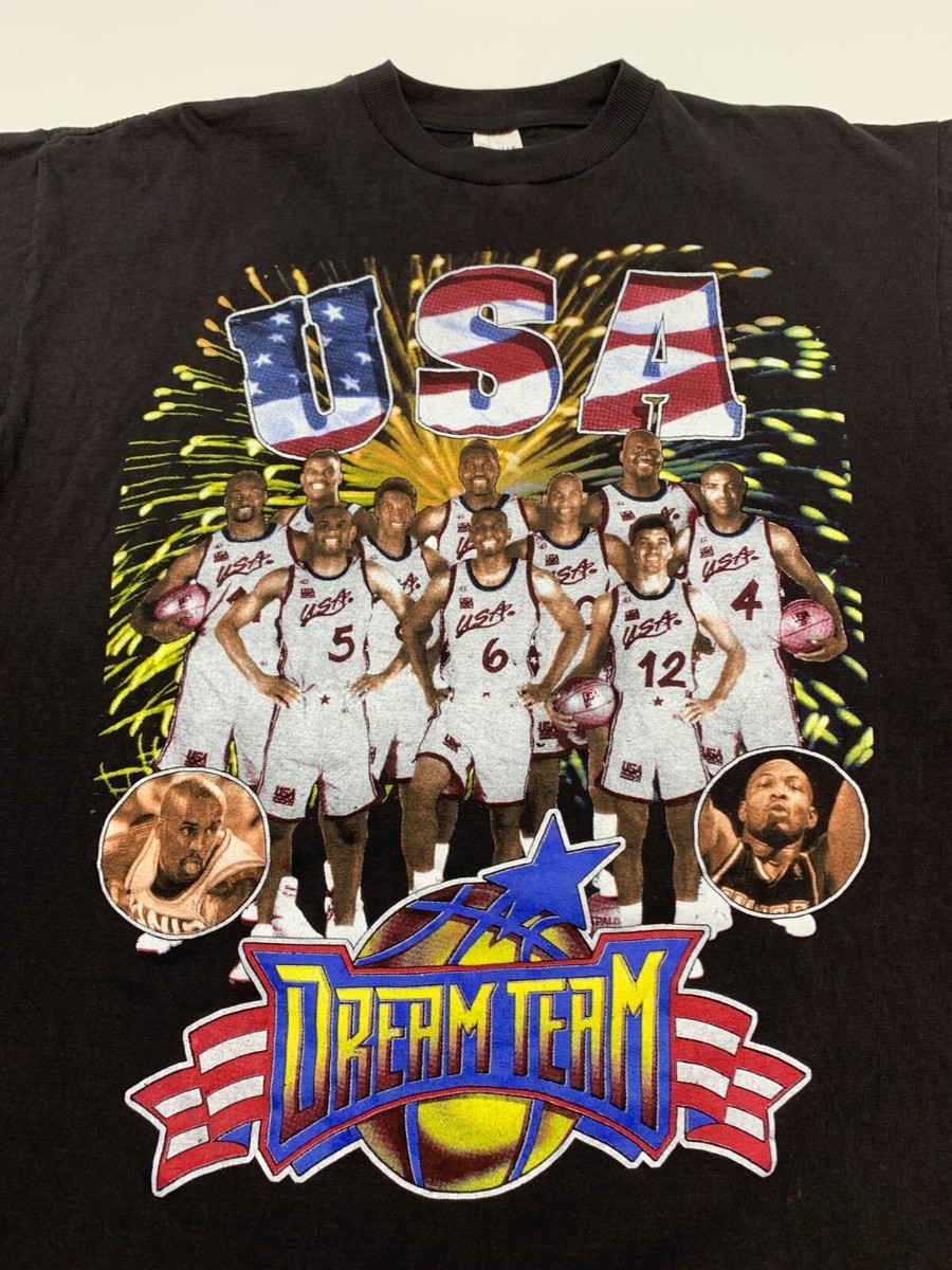Vintage 90s NBA Dream Team USA Olympics Bootleg Rap Tee T Vintage 90s NBA Dream Team USA Olympics Bootleg Rap Tee T