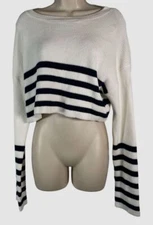 SER.O.YA Women's White Sharlie Stripe Cropped Sweater Size S