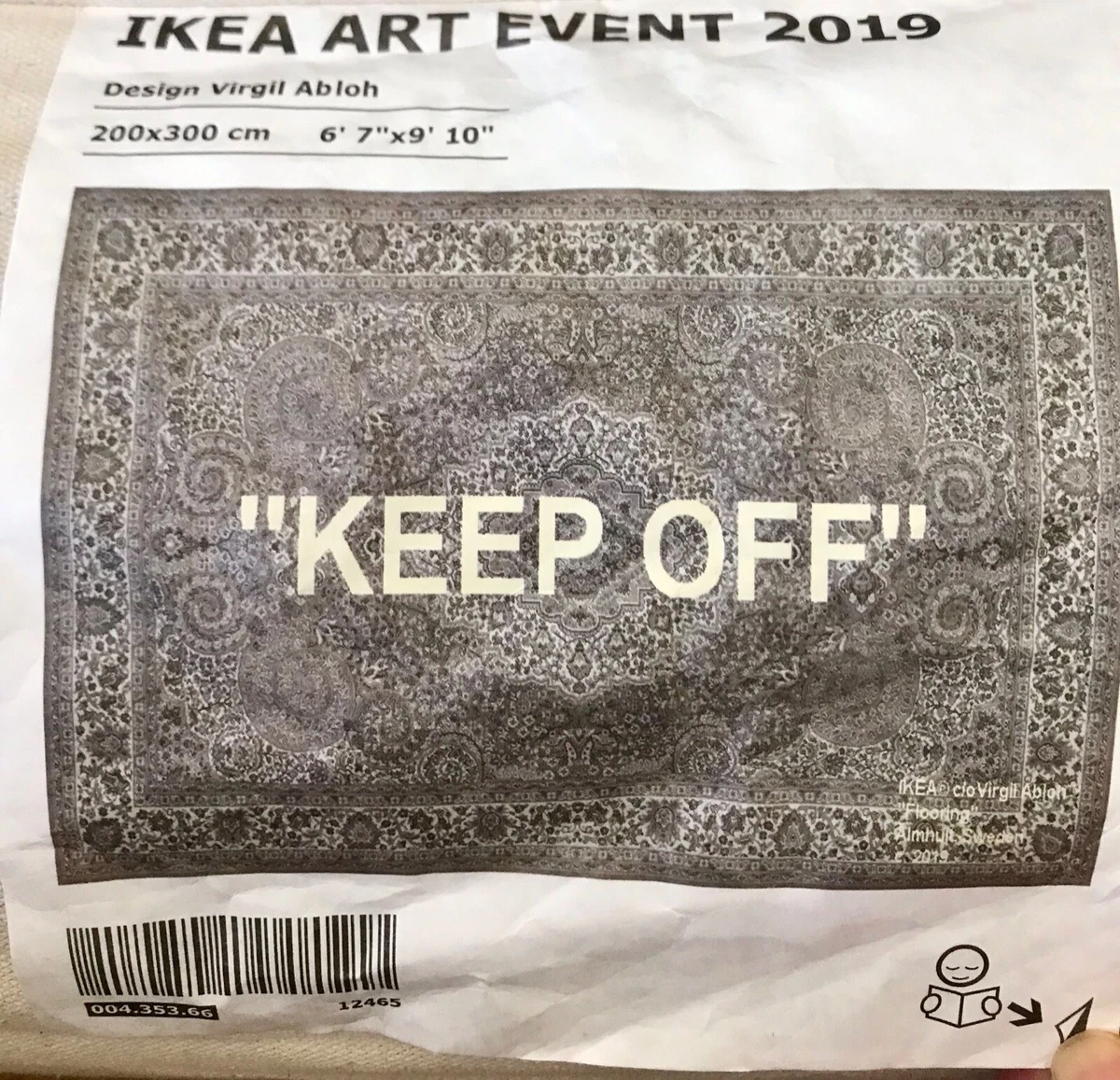 IKEA OFF-WHITE Keep Off Rug Grey White VIRGIL ABLOH Wall Art New, 200 x  300 cm