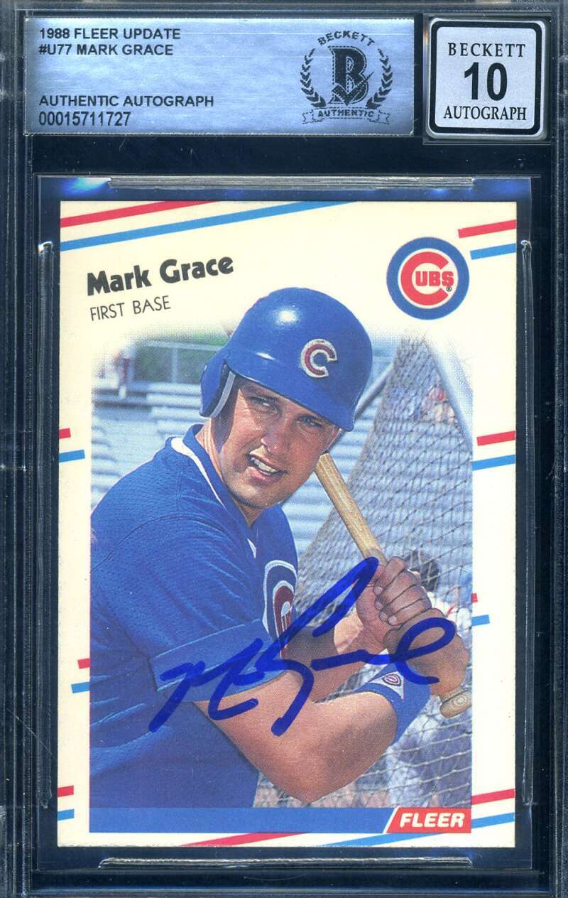 Mark Grace Gem Mint 10 Beckett BAS Signed 1988 Fleer Update Rookie Autograph 4