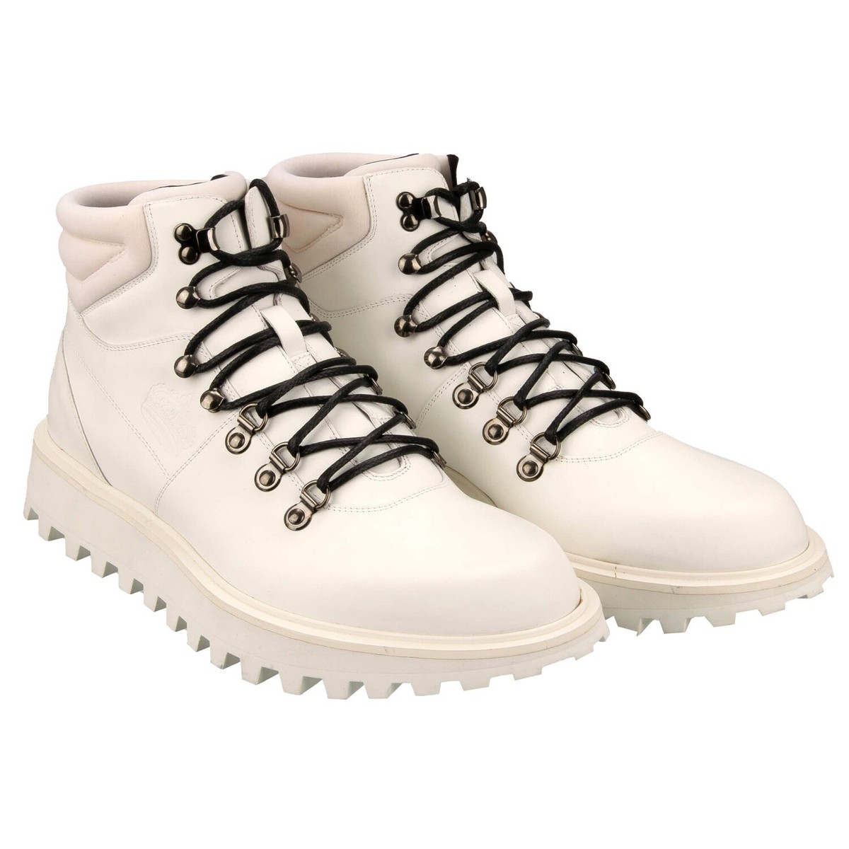 DOLCE GABBANA DG Logo Hiking Crown Boots Shoes VULCANO White 43