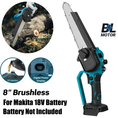 8'' Cordless Chainsaw Brushless Powerful Wood Cutter Saw Fits Makita 18V Battery