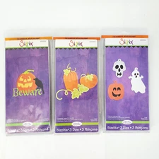 Lot Sizzix Sizzlits Dies 655550 655588 655552 Halloween Brenda Pinnick Pumpkins