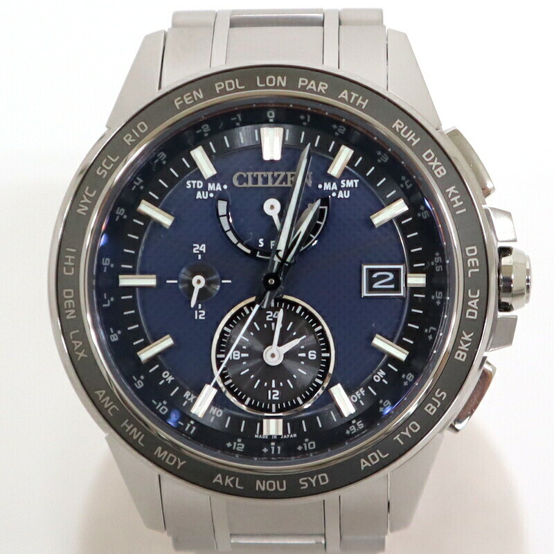 Citizen Atessa AT9024-66L Radio Solar Titanium Watch Blue Dial