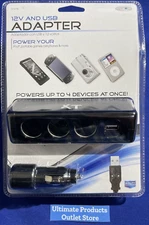 Triple Socket 12V Cigarette Lighter Adapter/Splitter with USB Port for Auto-Car