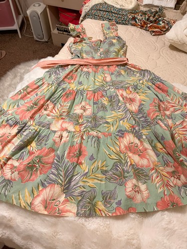 Authentic Rare Vintage 1960's  Pastel Colored Hawaiian Print Summer Dress - Picture 11 of 12