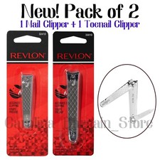 New Pack of 2, Revlon Stainless Steel Finger Nail  Toenail Clippers with File
