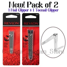New! Pack of 2, Revlon Stainless Steel Finger Nail & Toenail Clippers with File