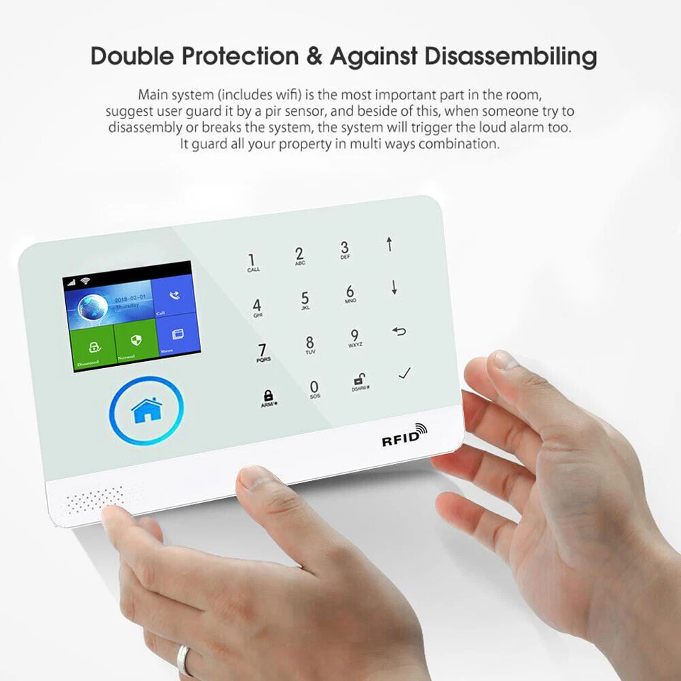 V32 WIFI 4G GSM TUYA APP Wireless Wired Home Security Burglar Alarm System+RFID - Image 4 of 4