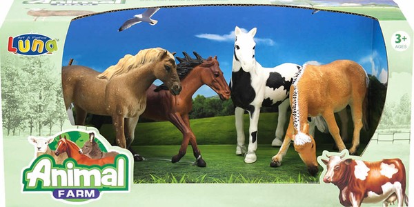 Luna Tierfiguren-Set Pferde 4-Tlg Spielfiguren Norweger Pinto IsläNder Haflinger-image