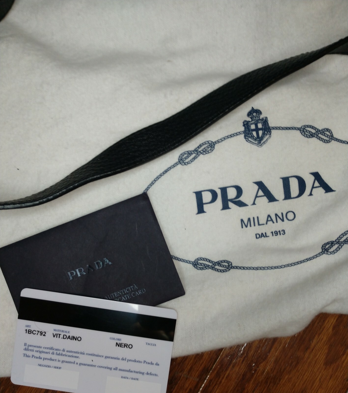 prada authenticity certificate card