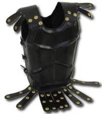 Medieval Handmade Black Greek Leather Arming Jacket Replica Cosplay X-mas Gift