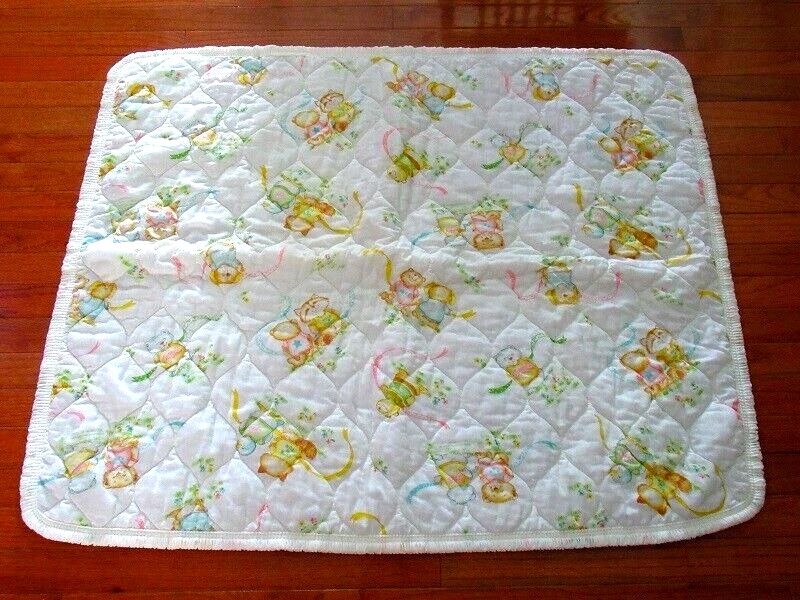 CAMISA PASTEL BLANCA DE COLECCIÓN CUENTOS NOVEDAD OSO DE PELUCHE ACOLCHADA ALGODÓN MANTA CUNA BEBÉ Foto 2 de 4