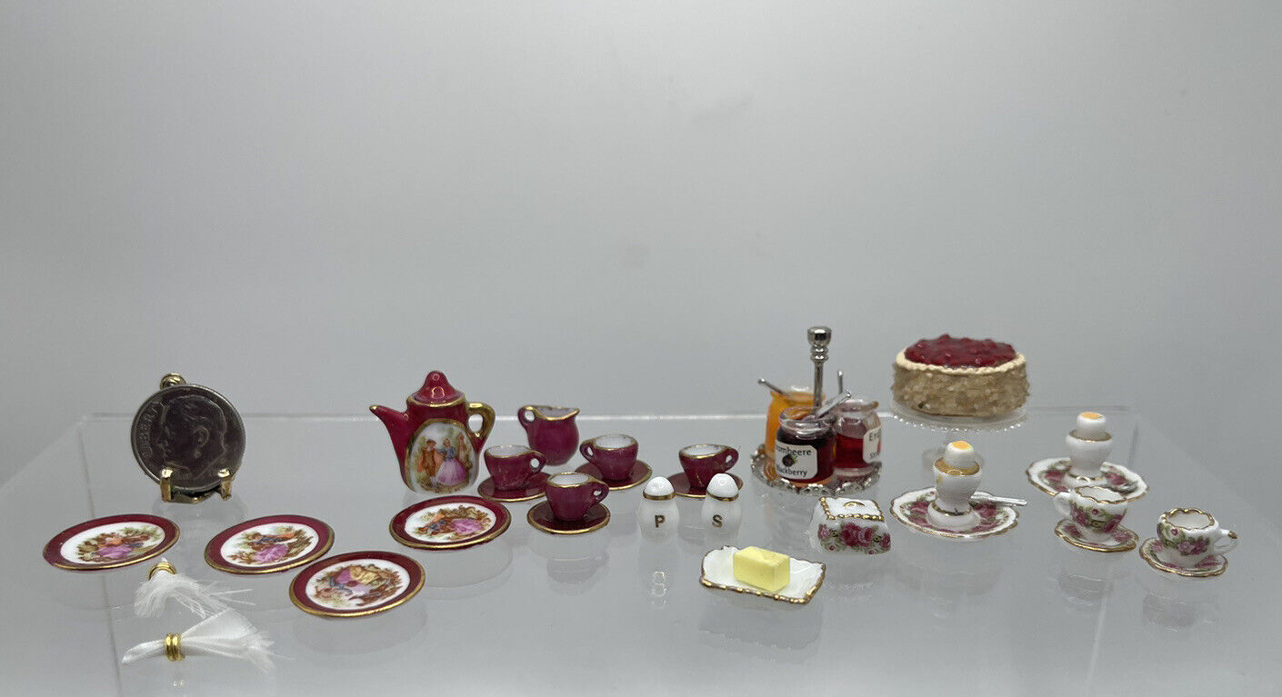Reutter Porcelain Dishes Tea Set Food Dollhouse Miniature 1:12
