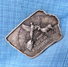 Iowa Wildlife Federation Belt Buckle 30 Years Active Duty  LE Vtg 80s  .QRT353