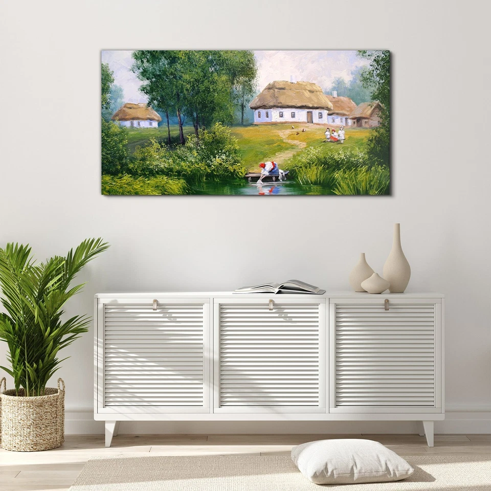 Glasbilder Wandbild Druck auf Glas 120x60 Foto Dorf Ukraine landschafts malerei - Bild 3 von 4