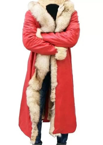 Kurt Russell Santa Claus Leather Trench Coat Christmas Chronicles Handmade - Picture 3 of 6