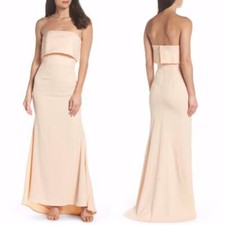 NEW JARLO Natural Blaze NUDE PEACH Strapless FOLDOVER Bodice Mermaid GOWN 4
