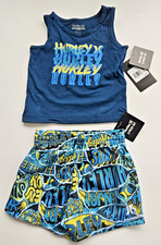 Hurley Infant Boy's 12M 12 Month Blue Shorts Tank Top Shirt Outfit Set