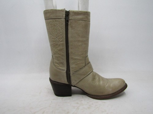 DURANGO Womens Size 9.5 M Beige Leather Buckle Zip Cowboy Western Boots - Picture 4 of 11
