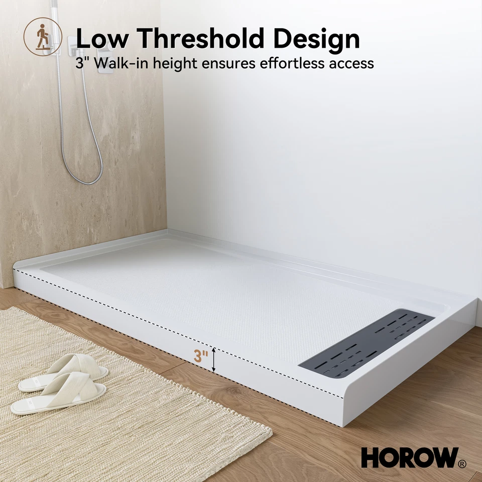 Base de ducha umbral único con cubierta de acero inoxidable antideslizante al drenaje Foto 3 de 4